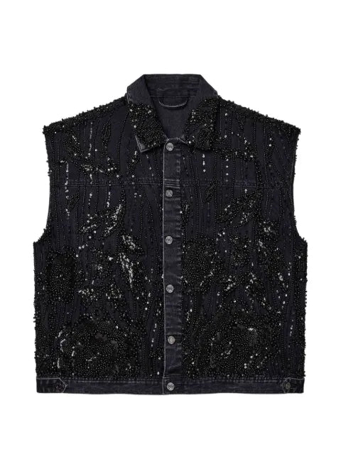 Purple Brand bead-embellished denim vest