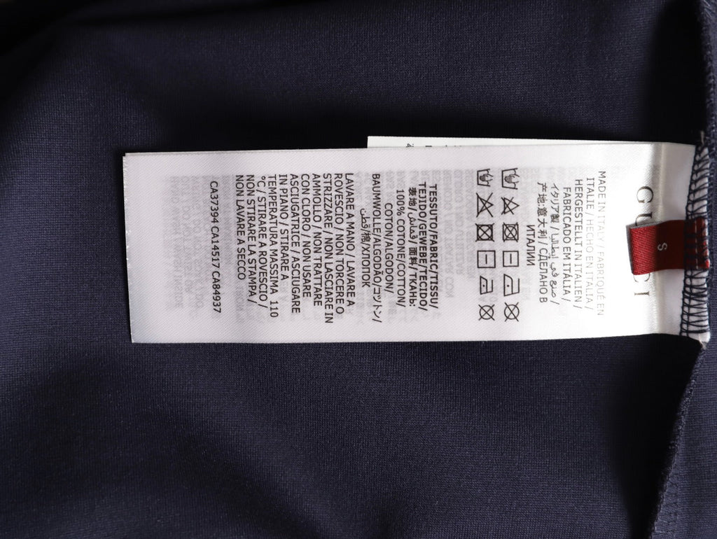 Gucci Chest-Logo Contrast-Stripe Hooded Zip Jacket - Navy